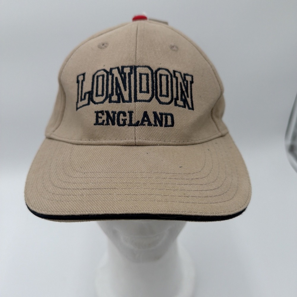 Adult LONDON ENGLAND‎ CAP Tan/Beige  And Navy Blue- Adjustable
